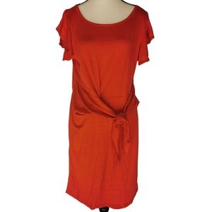 Max Studio Lava Red Tie Front Dress NWT Short Sleeve Knee Length Size M